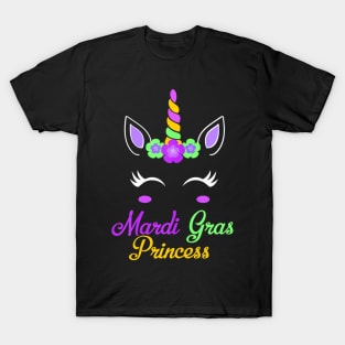 Little Miss Mardi Gras Princess Unicorn Girls Kids toddlers T-Shirt